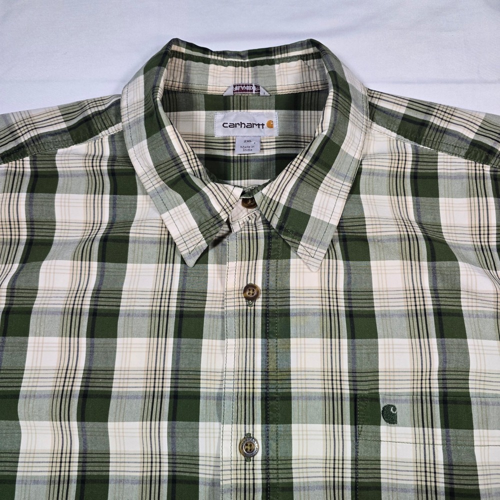Carhartt Relaxed Fit Plaid Shirt Workwear‎ Utility Outdoor Men's 2XL Cotton